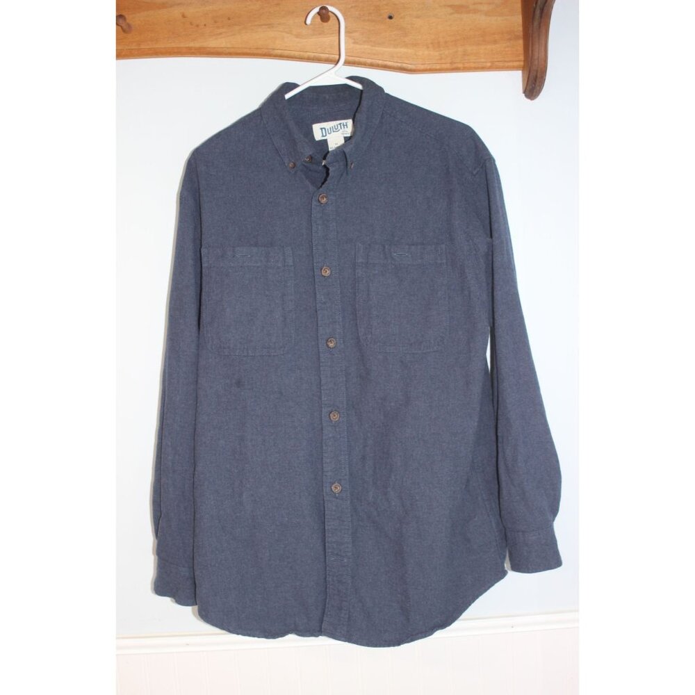 Duluth Mens Relaxed Fit Button-Up Navy Long Sleeve Shirt Size M Flannel